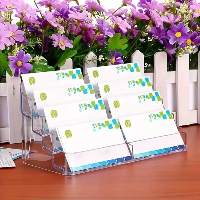 Boîte transparente pour cartes de visite, 4 couches et 8 grilles, adaptée au placement sur le comptoir ou au bureau # Spectacles de bureau et de commerce