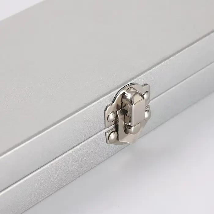 Stockage de fournitures de bureau-boîte rectangulaire en métal gris argenté durable parfait avec couvercle-idéal pour les factures cosmétiques pour le bureau à domicile
