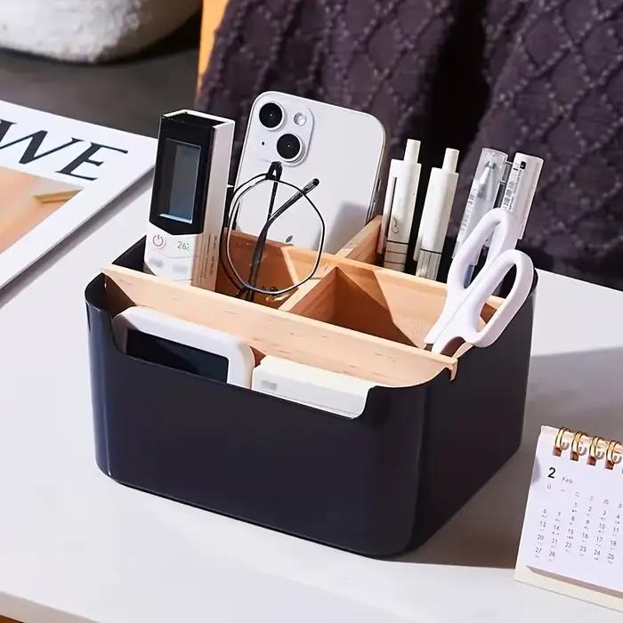 Organisateur de bureau en bambou à 5 compartiments