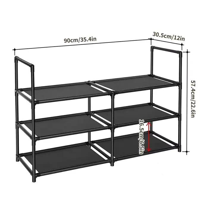 Etagere a chaussures a trois niveaux matiere fer avec couche impermeable pour rangement pratique et anti-poussiere dormitorium entrée garage