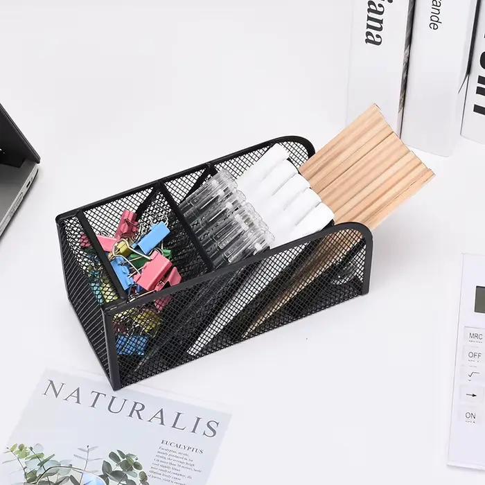 Boîte de rangement de bureau en maille noire à quatre couches