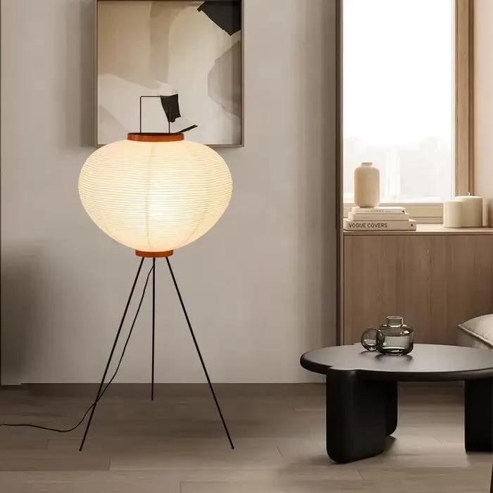 Lampadaire japonais Noguchi Akari en papier de riz Wabi Sabi