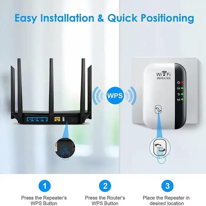 Répéteur de signal WiFi sans fil 300M, amplificateur de réseau compatible avec la plupart des routeurs, prise UE/US