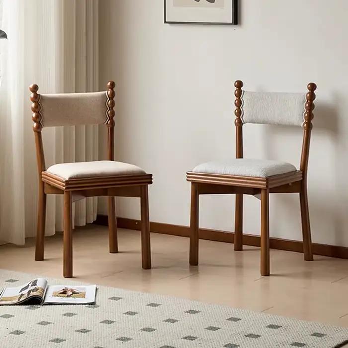 Chaise de salle à manger française Vintage, siège en bois massif, tabouret de salle à manger rétro pour la maison, siège à dossier rembourré pour cafés