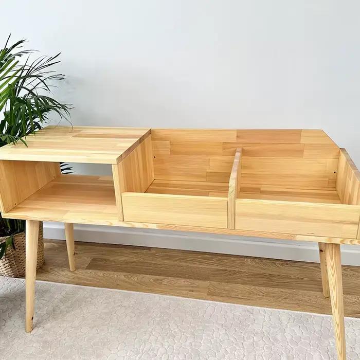 Support pour tourne-disque en bois, meuble de style panneau en contreplaqué, mobilier moderne pour salon, meubles sur mesure pour la maison, console robuste