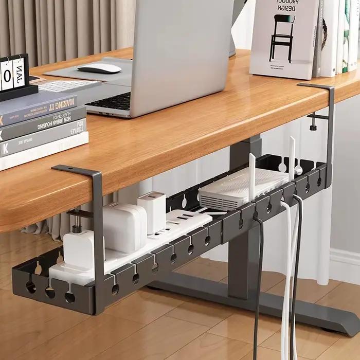 Plateau de gestion de fil sous le bureau en métal pour rangement de câbles rétractables et non rétractables pour bureau à domicile et organisation de câbles pour routeur PC et fil de données