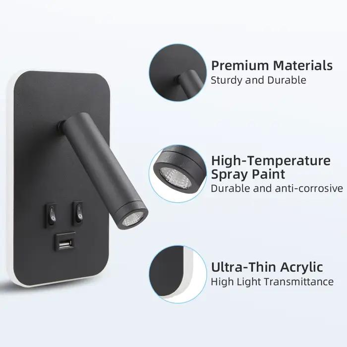 Lampe murale LED de chevet pour chambre à coucher