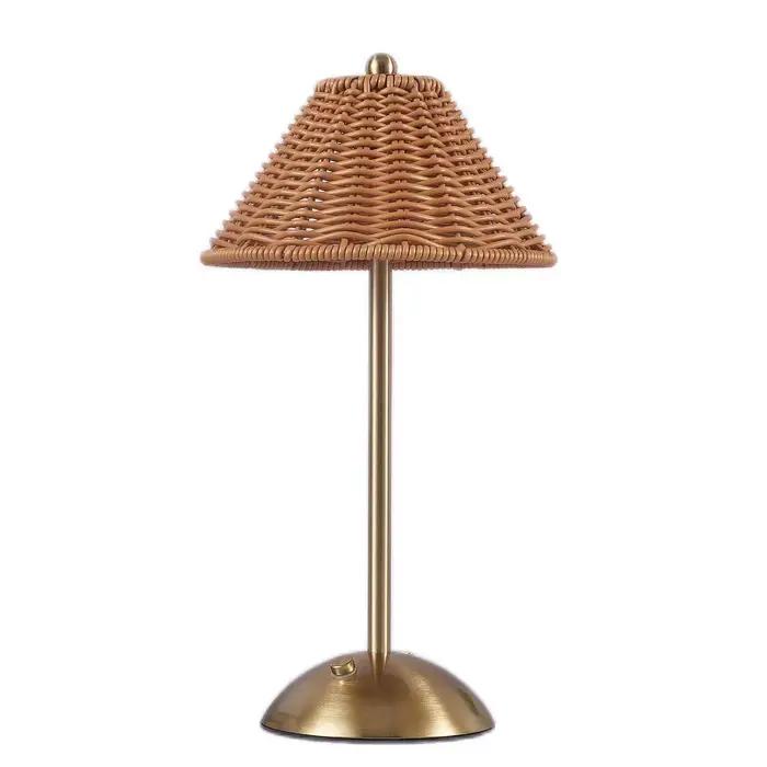 LED rotin lampe de bureau Rechargeable rétro atmosphère éclairage Style sud-est asiatique décor à la maison salon