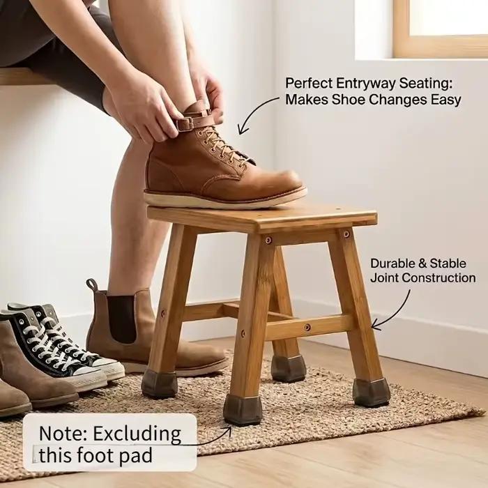 Banc à chaussures minimaliste en bois massif – Tabouret de rangement multifonctionnel pour entrée, épaissi et robuste, forte capacité de charge – Gain de place