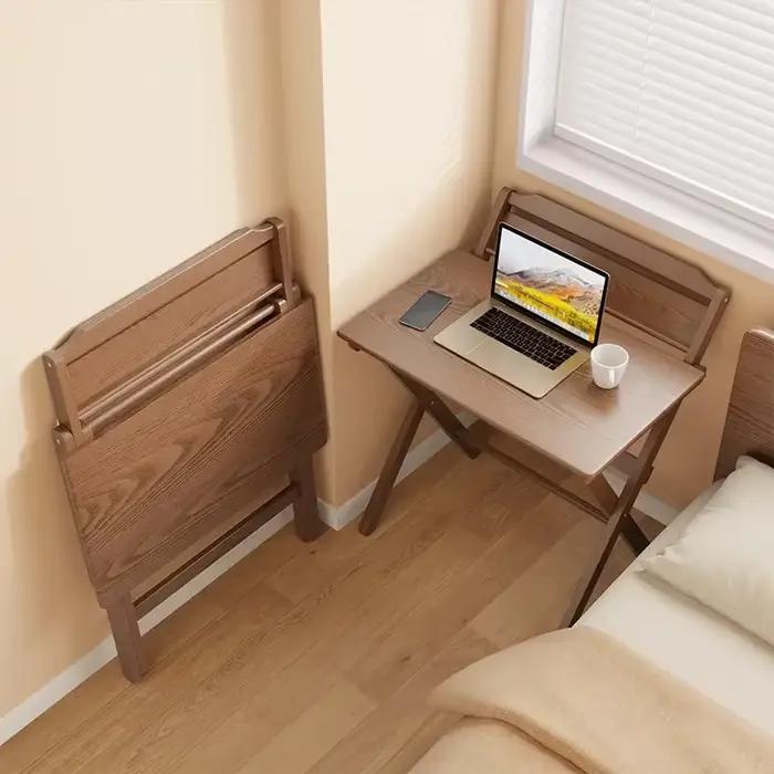 Bureau de console pliable en bois massif moderne pour chambre à coucher ou salon table d'écriture portable avec bord poli et structure stable pour un espace de travail élégant et confortable