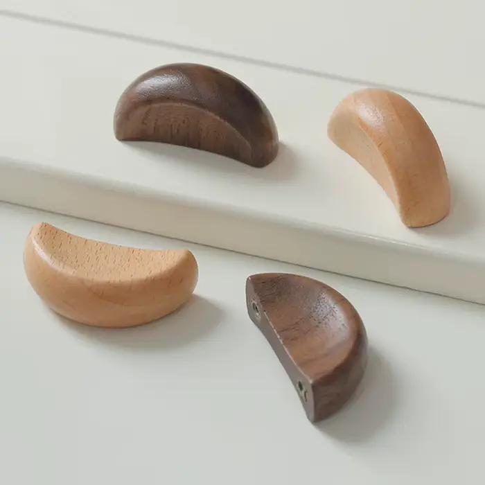 Poignées de meuble en bois naturel, poignées de porte d'armoire, poignées de tiroir de placard modernes et simples en bois massif pour armoire d'enfant