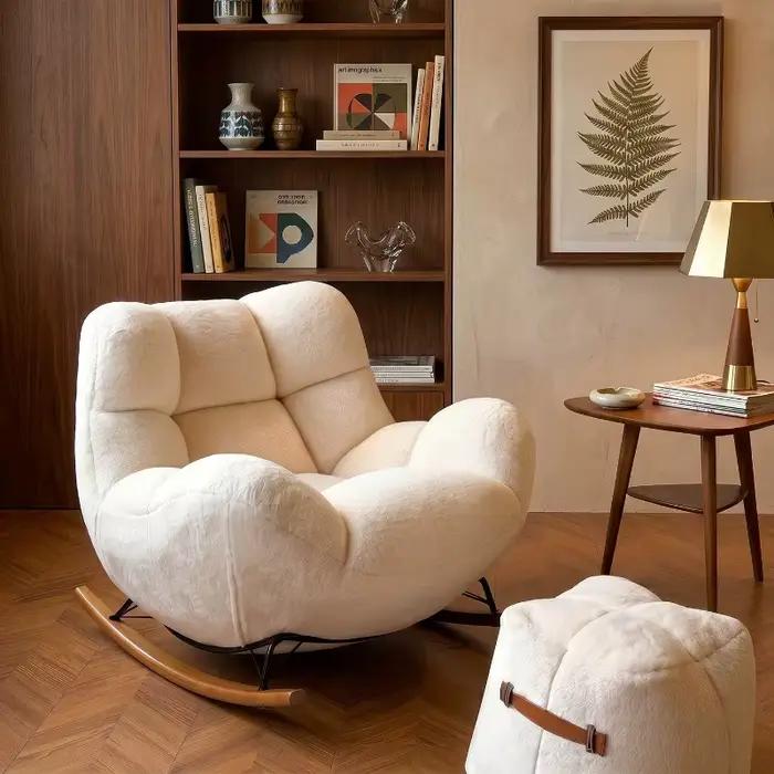 Fauteuil à bascule ergonomique de style nordique pour salon