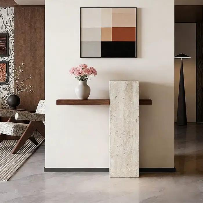Table console tendance et créative avec rangement, style nordique moderne, table d'entrée, petite table élégante et mignonne pour salon, mobilier de maison