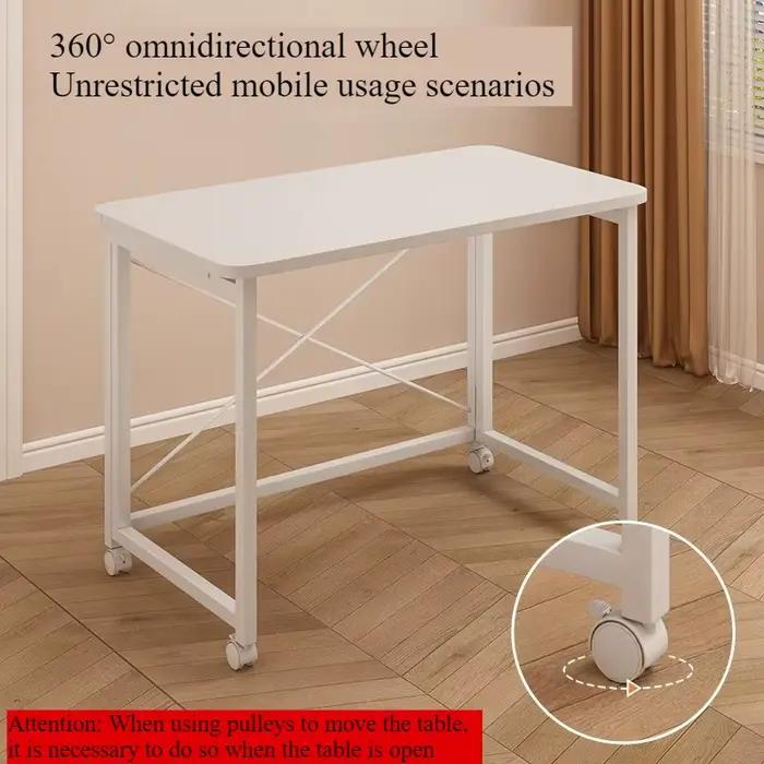 Table pliable rectangulaire en métal pour bureau d'ordinateur et étude à domicile multifonctionnelle