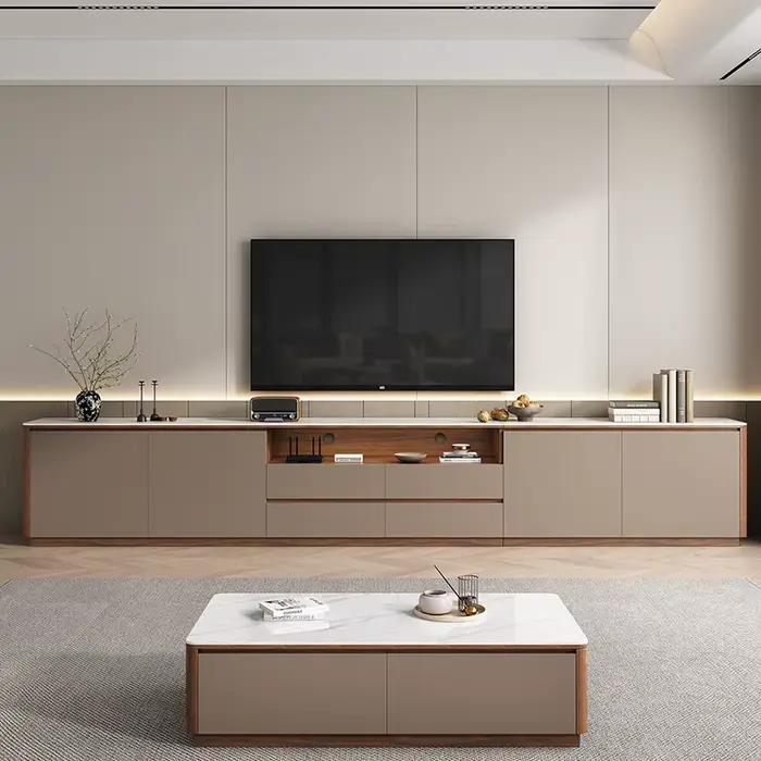 Meuble TV moderne cadre blanc grand tiroir rangement divertissement salon style contemporain fonctionnel pour femmes occasions spéciales