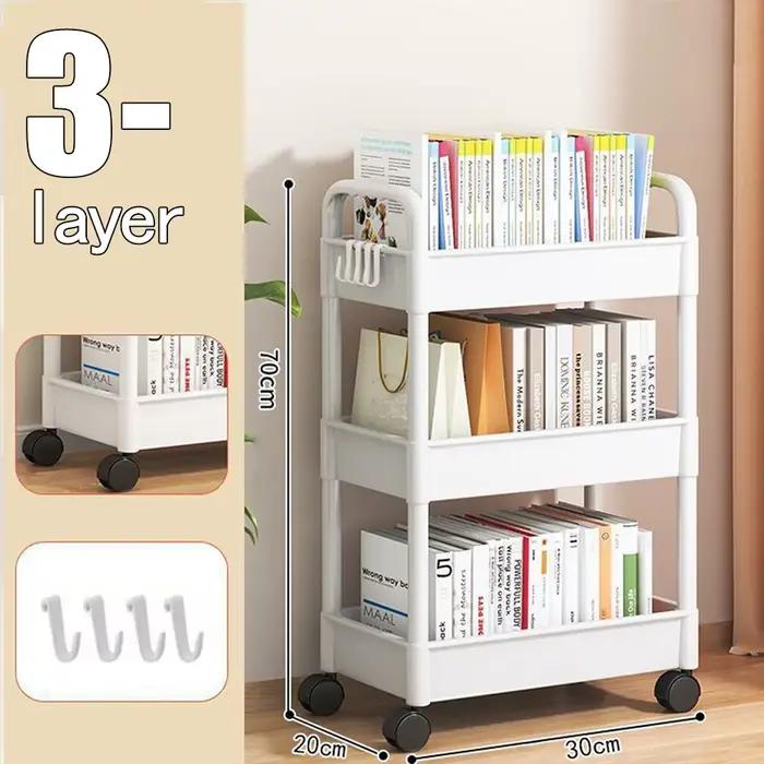 Étagère de rangement multi-niveaux avec roulettes