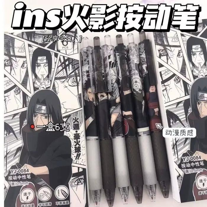 Stylo à bille Naruto édition limitée style INS, stylo gel à clic, pour étudiant 0.5, design élégant, noir et blanc
