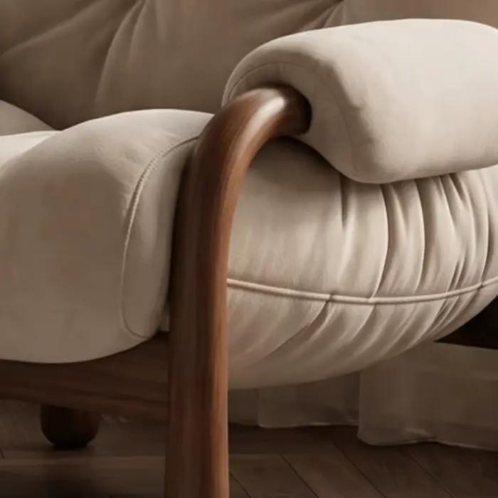 Fauteuil de Salon Vintage en Bois Massif avec Support Dorsal pour Balcon, Chaise de Coiffeuse, Fauteuils de Sol de Loisirs, Mobilier de Chambre de Luxe