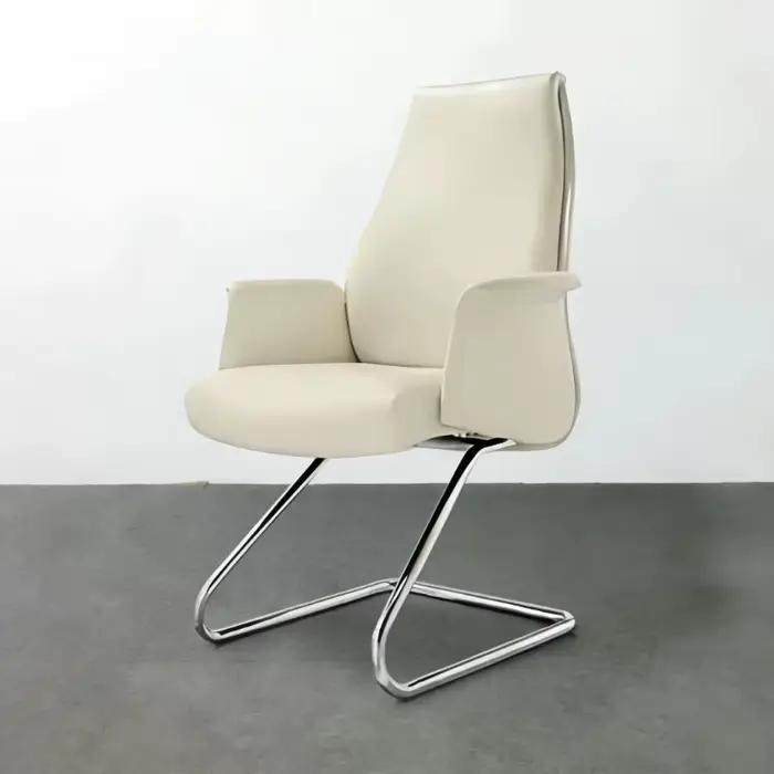 Chaise de bureau ergonomique blanche avec roulettes et support lombaire