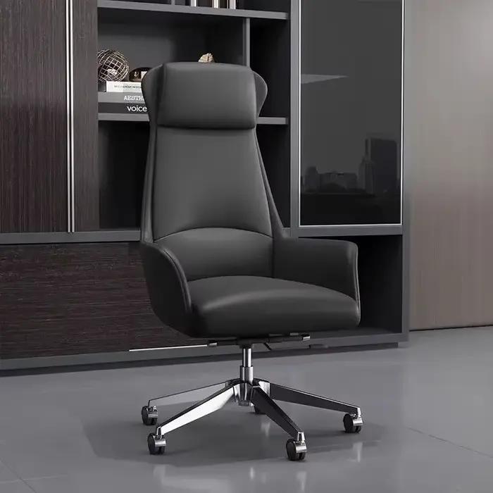 Chaises de bureau en cuir avec ascenseurs rotatifs