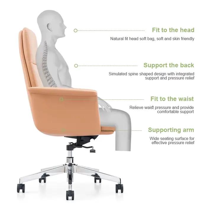 Chaise de bureau moderne de luxe pour patron dossier haut appui-tête confortable