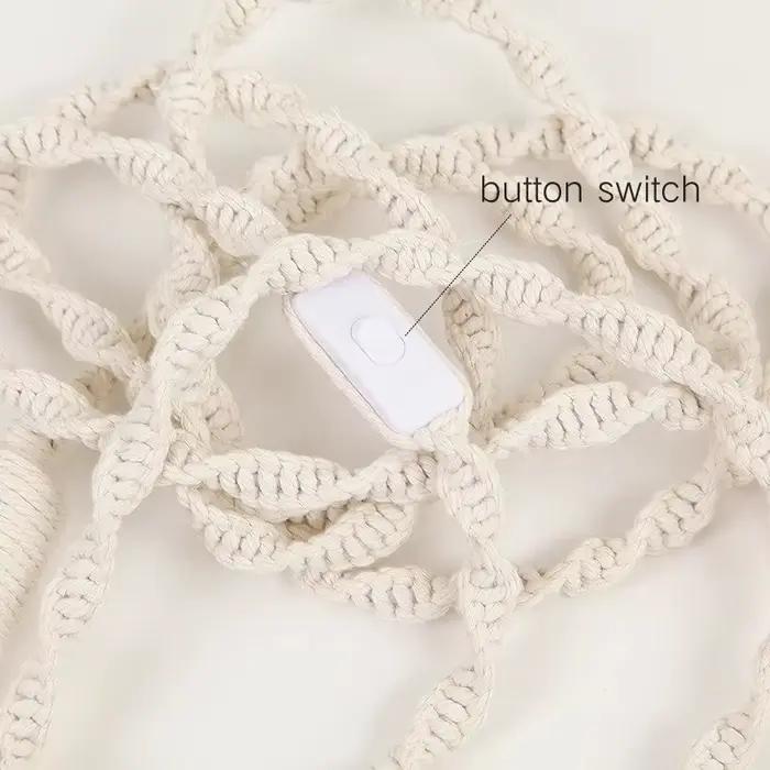 Boho chanvre corde pendentif LED lampe à la main E27