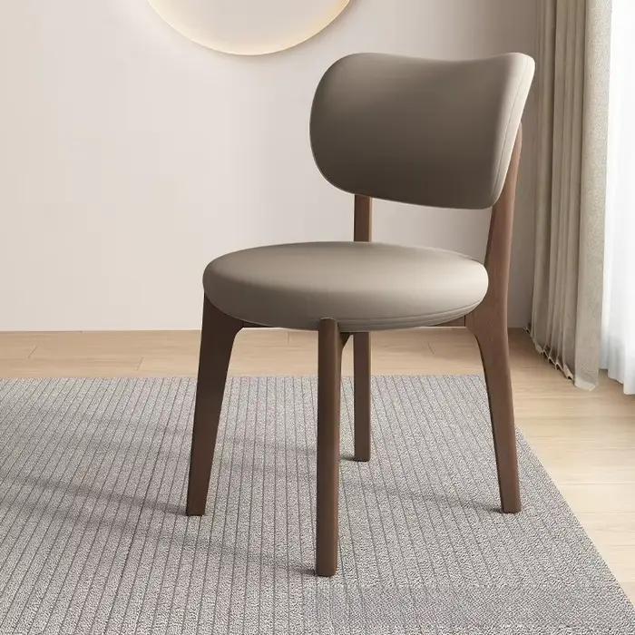 Chaises de salle à manger modernes et minimalistes en bois massif, chaises d'hôtel de restaurant domestique, chaises à dossier rembourrées et chaises en corne de mouton