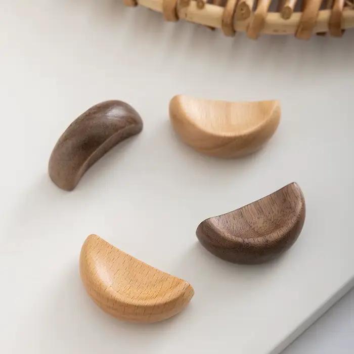 Poignées de meuble en bois naturel, poignées de porte d'armoire, poignées de tiroir de placard modernes et simples en bois massif pour armoire d'enfant