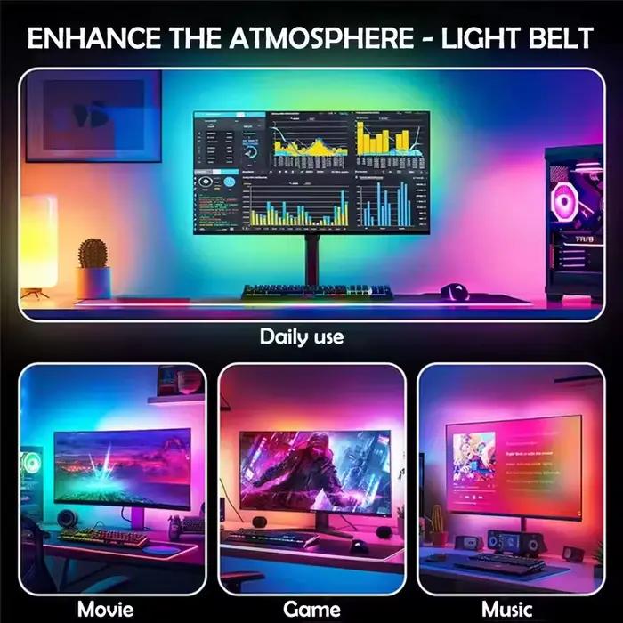 LED bande de jeu lumière ordinateur moniteur rétro-éclairage RGBIC LED