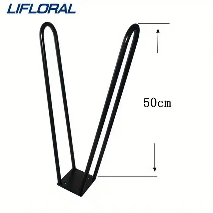 1 ensemble/2 pièces de pieds de meuble pliables en métal de 50 cm avec patins en caoutchouc pour tables basses