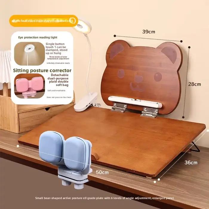 Support de lecture de bureau en bambou ours mignon