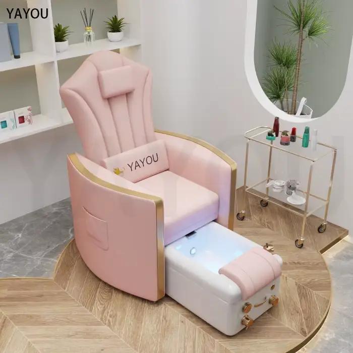 Chaises de pédicure moderne rose en cuir PU Salon pédicure reine Bakcrest trône pied Spa chaise pour Salon de manucure