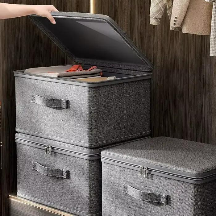 Boîte de rangement pliable en tissu surdimensionnée avec couvercle