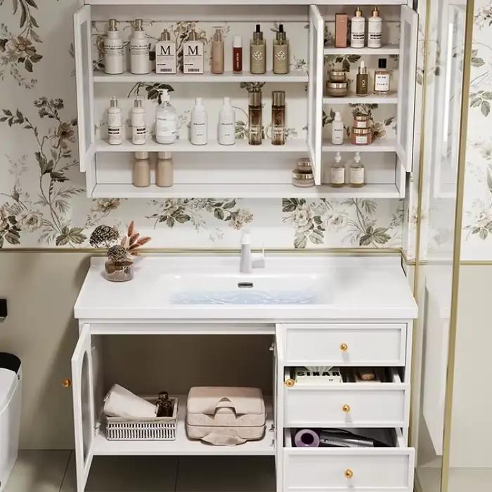 Vanités tiroir salle de bain armoire intégré verre rangement miroir salle de bain armoire moderne organisateur Armario Banheiro meubles