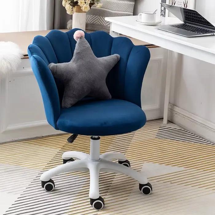 Chaise d'ordinateur pivotante réglable en hauteur avec dossier, confortable, idéale pour les étudiants, les dortoirs, les chambres et l'usage domestique.