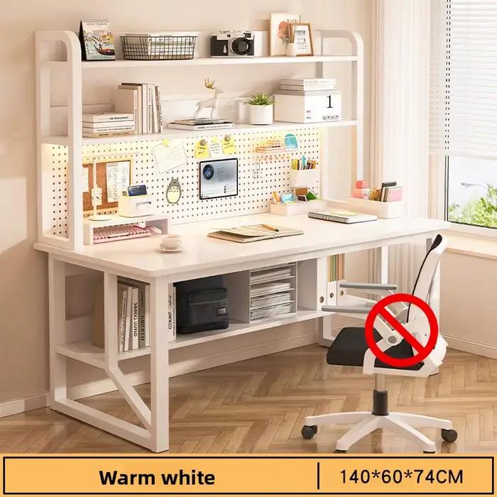Bureau d'ordinateur stable avec étagère multi-niveaux intégrée
