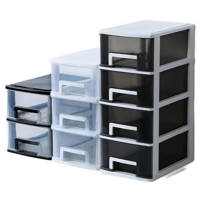 Boîte de rangement en plastique transparent empilable pour étudiant accessoire de maquillage boîte de rangement pour chambre à coucher bureau et armoire organisation de meuble de rangement style américain