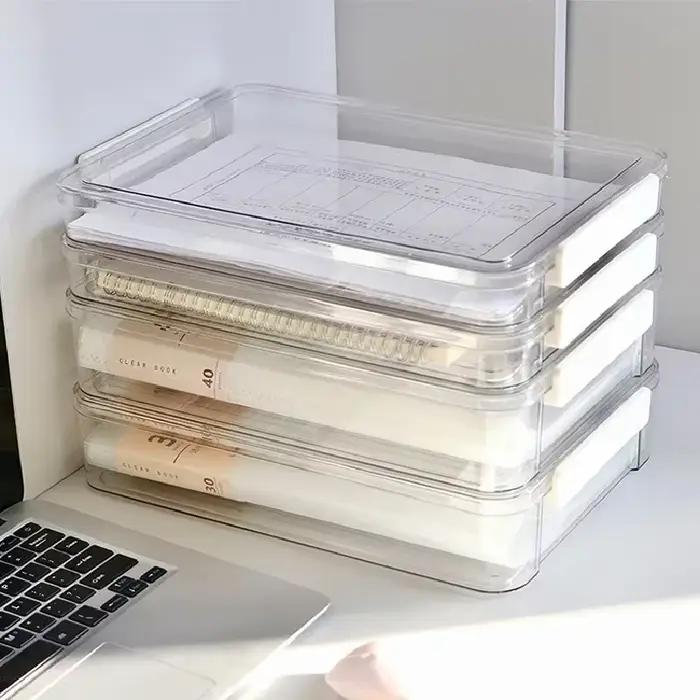 Boîte de rangement de papier de bureau transparente en acrylique