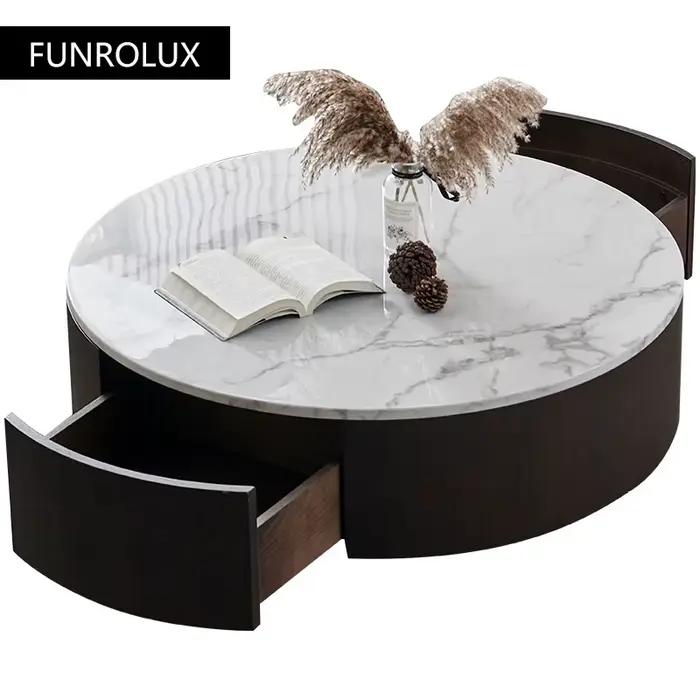 Table à thé ronde en marbre, meuble TV, rangement pour la maison, salon, minimaliste moderne, luxe doux