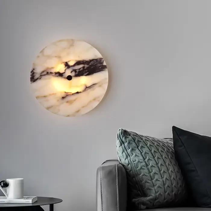 Applique murale ronde de luxe en pierre naturelle