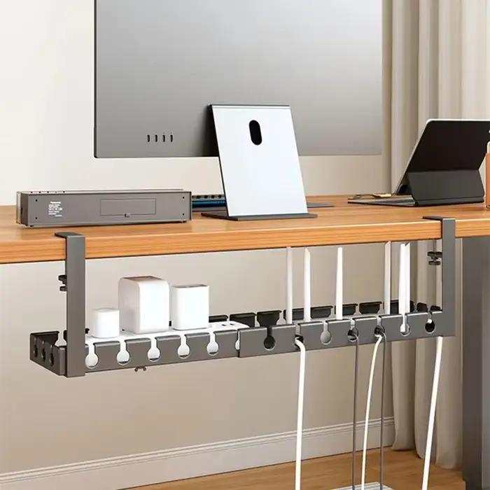 Support de câbles rétractable à clipser sous le bureau