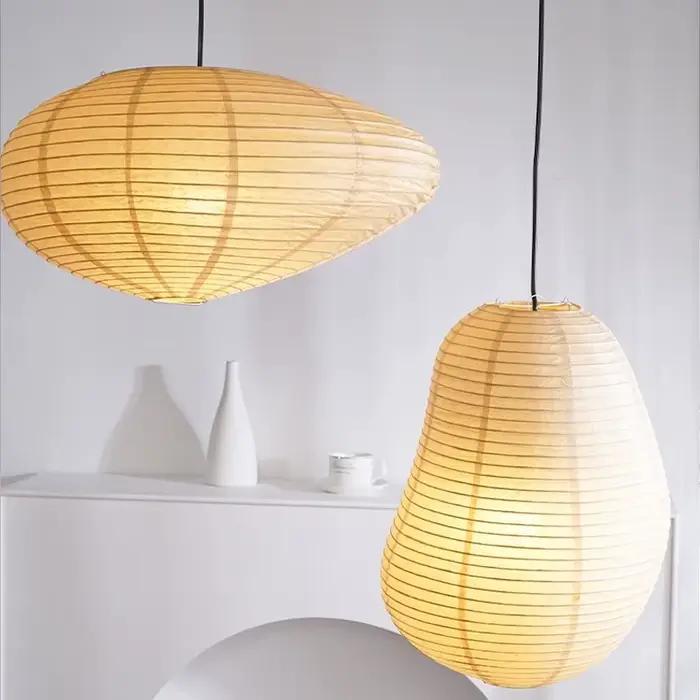 Plafonnier LED Isamu Noguchi Wine-Sabi en Papier de Riz