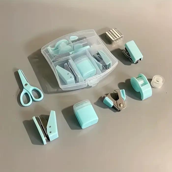 Ensemble de 8 mini fournitures de bureau avec étui portable - Comprend des ciseaux