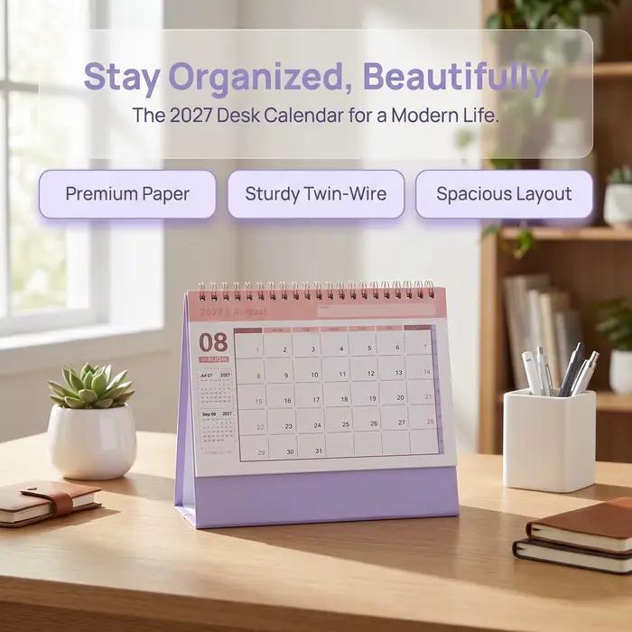 Calendrier de bureau 2027 moderne et minimaliste