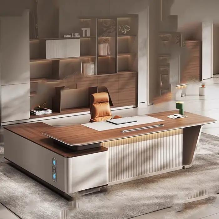 Mobilier de bureau L-shape moderne en bois massif avec deux tiroirs pour bureau et espace de travail efficace occasions spéciales et professionnels