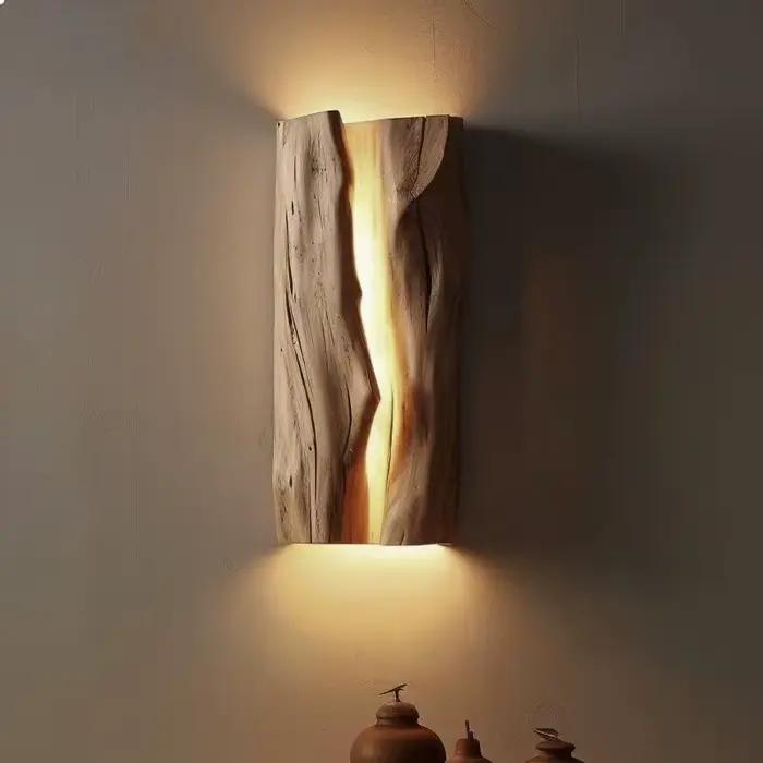 Applique murale en bois massif salon salle à manger lumière