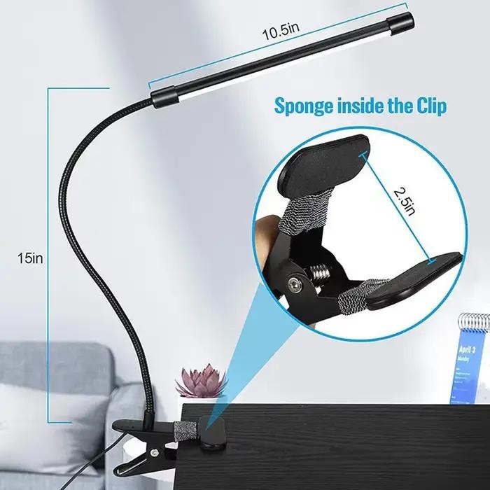 Lampe de bureau LED Clip pour étudiant chambre à coucher bureau dormitorio lumière de lecture USB alimentation flux lumineux large angle réglable