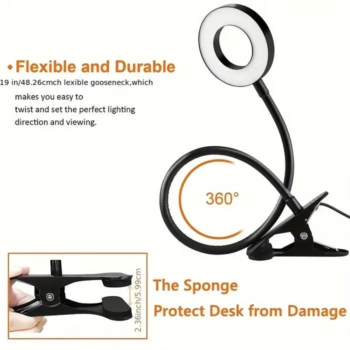 Clip lumineux LED avec flexible 360 ° col de cygne – lampe de lecture