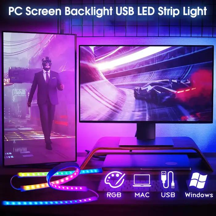 LED bande de jeu lumière ordinateur moniteur rétro-éclairage RGBIC LED