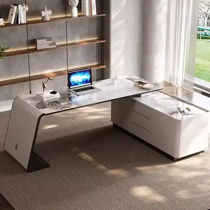Bureau Exécutif MDNG 1068 en Bois Massif avec Rock Slab Finishing Bureau Multifonctionnel pour Bureau Professionnel Occasions Spéciales